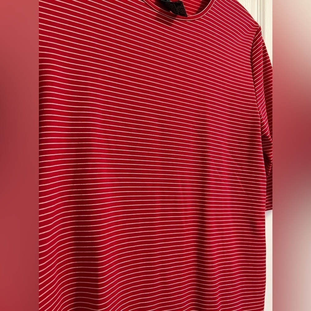 2 for $10 Lauren Ralph Lauren Pinstripe Short Sleeve Top Women’s Size Medium - Picture 2 of 7